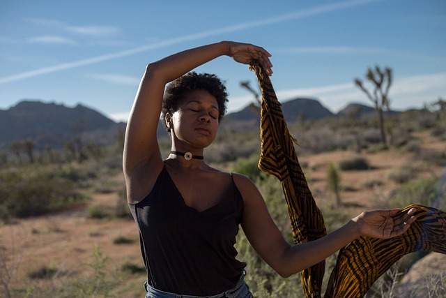 yoga pose demonstrating hip mobility and balance with calm breathing